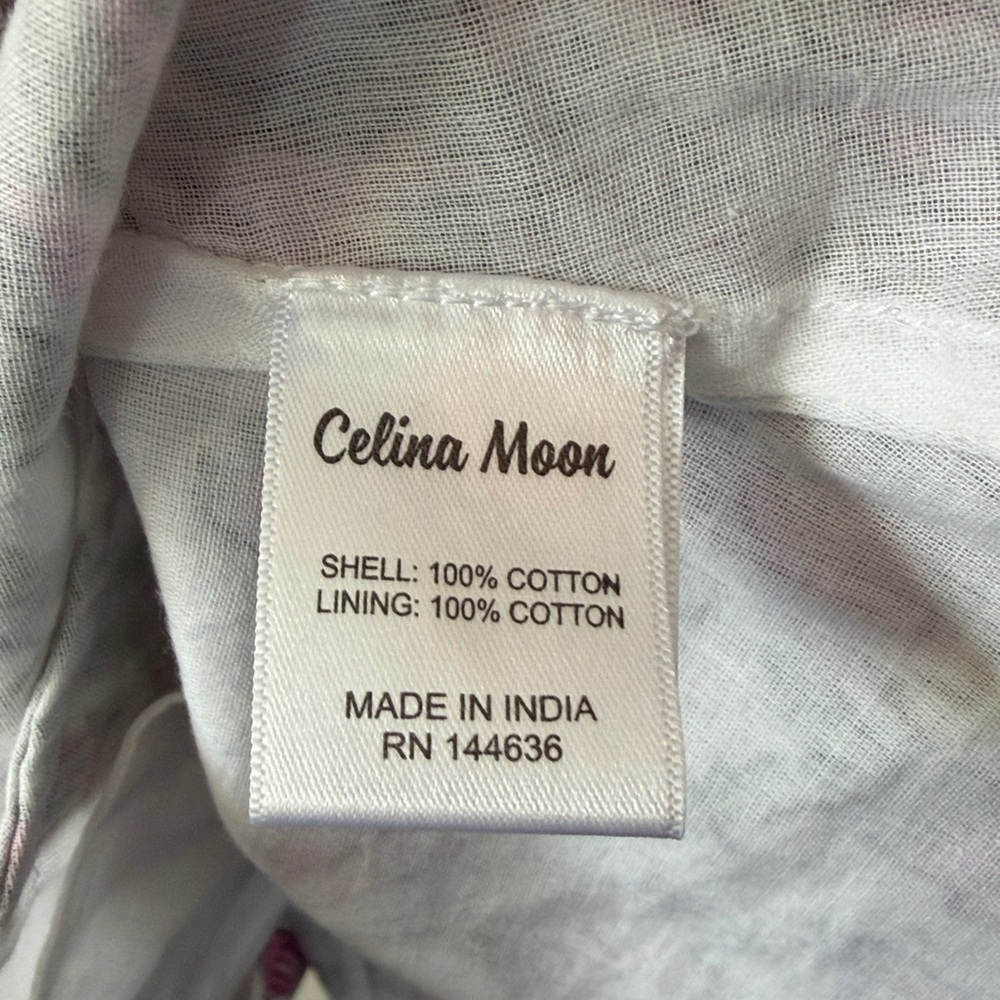 Celina Moon Floral Cotton Mini Dress Size XS White Pink Green - Picture 8 of 10